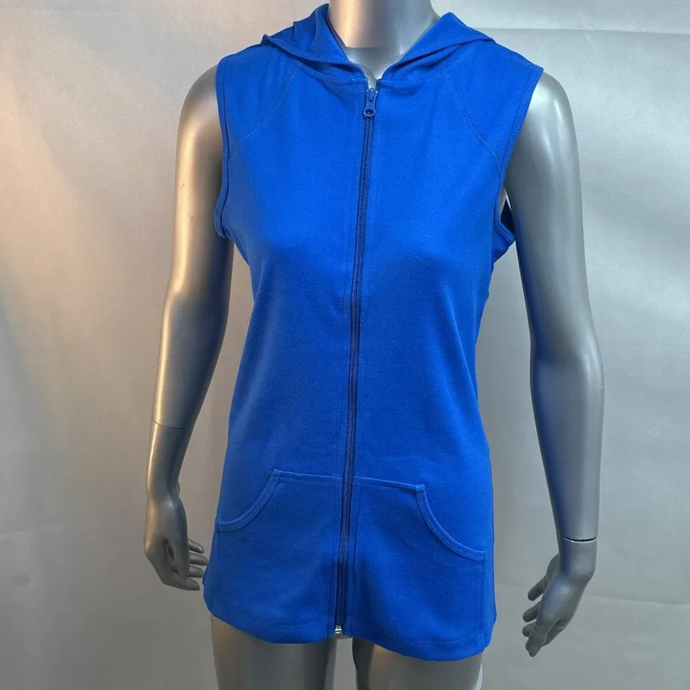 NWOT Full-Zip Sleeveless Hoodie/Vest with Kangaroo Pockets - Picture 2 of 8